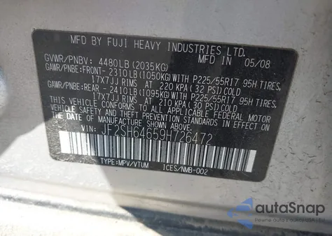 2009 Subaru Forester 2.5X Limited z USA, uszkodzony, nr VIN JF2SH64659H726472